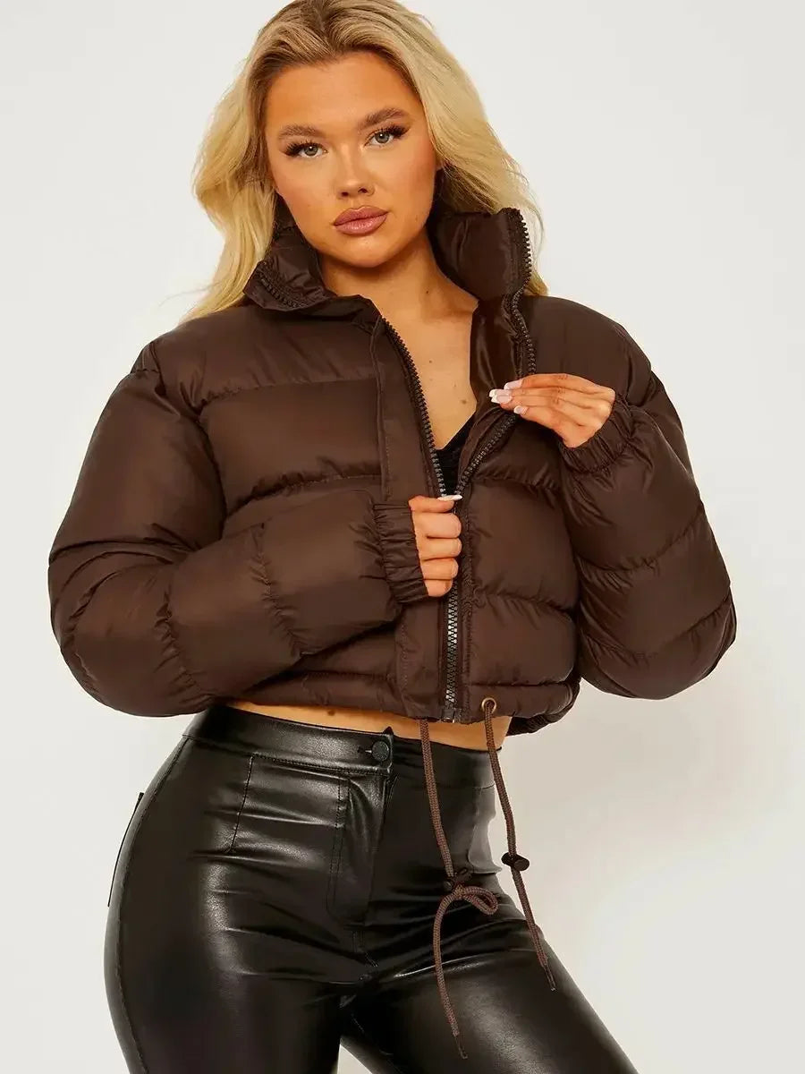 Winter Parkas Outwear Casual Down Cotton Coat Zipper Trend Bread Coat Women Long Sleeve Keep Warm Fashion Short Parkas Jackets