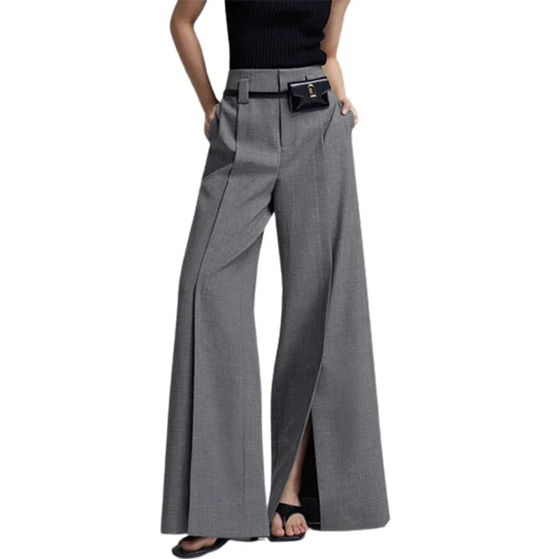 Urban Female Suit Straight High-Waist Pleated Split-Front Trousers - Premium Pants from Craftklart Dropship - Just $36.24! Shop now at Craftklart.store