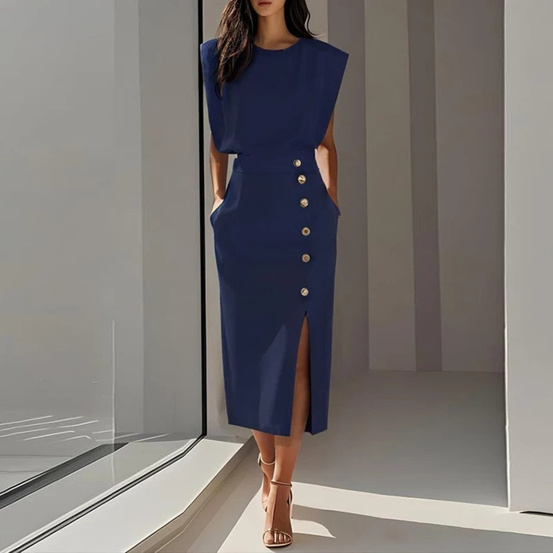 Summer Fashion O Neck Split Women Dress - Craftklart.store