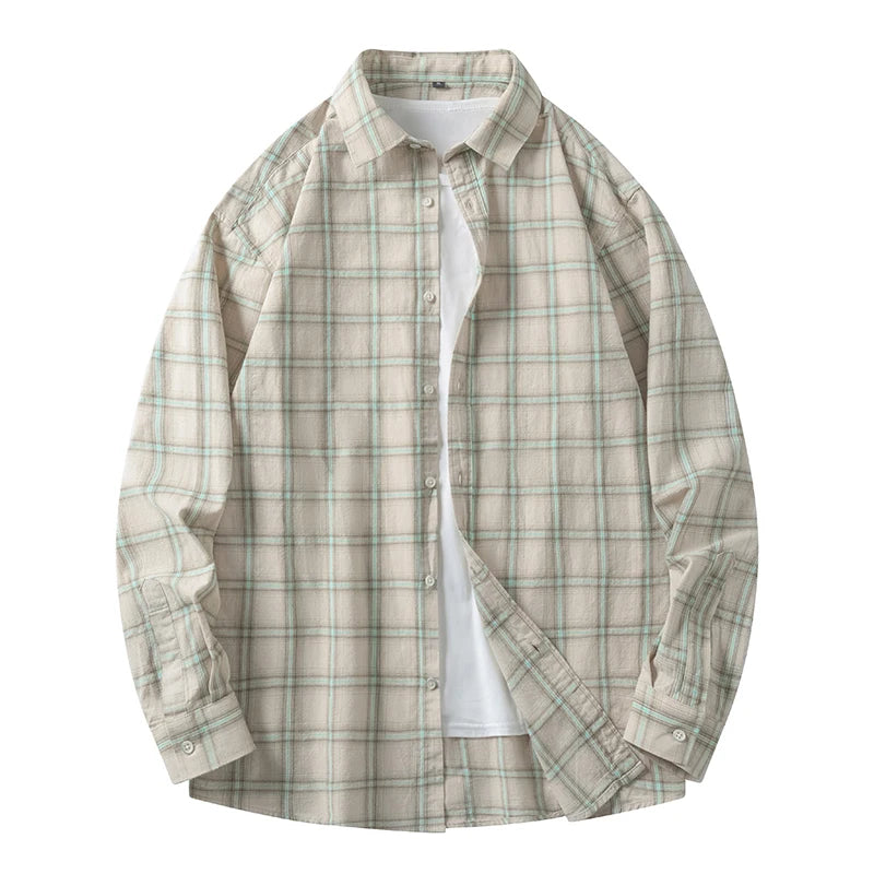 Men's Urban Streetwear Plaid 100% Cotton Shirt - Craftklart.store