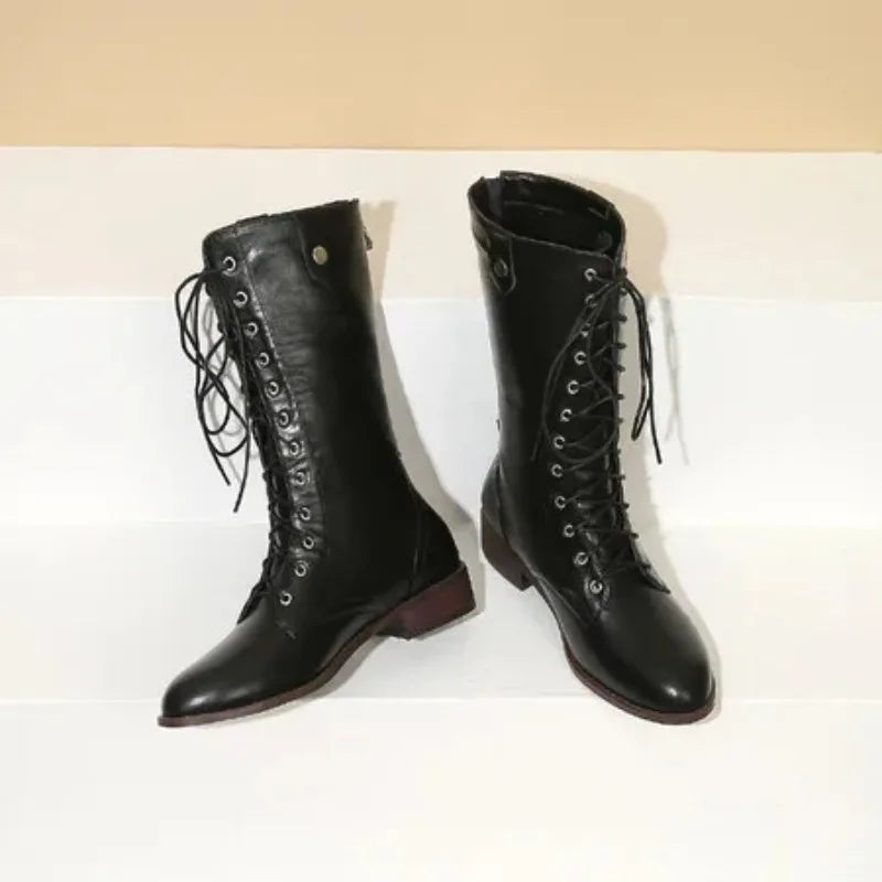 Women's Lace-up Knee High Western Boots