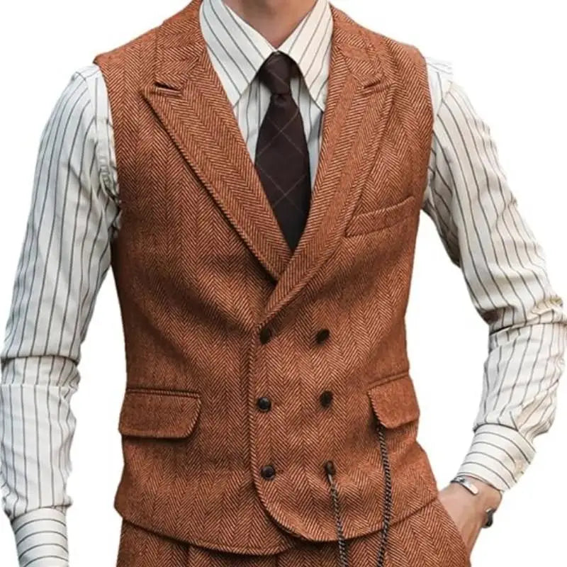 Men Brown Suede Leather Urban Casual Waistcoat