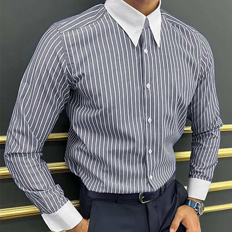 Men's Urban Vintage Striped Print Shirts