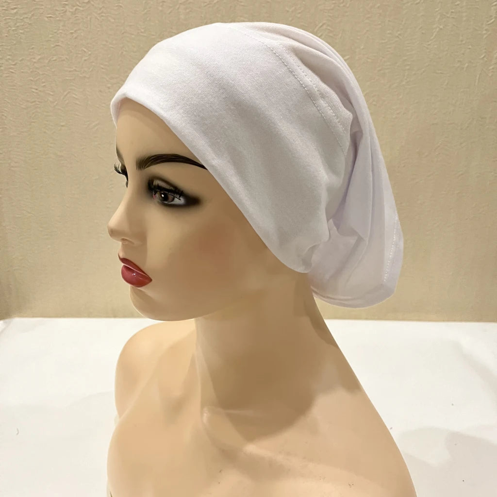 Traditional Ladies Pure Color Stretch Head Scarf Under Hijab Bonnet