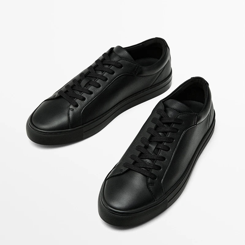 Men's Genuine Leather Round Head Lacing Flat Sneakers - Premium Sneakers from Craftklart Dropship - Just $83.20! Shop now at Craftklart.store