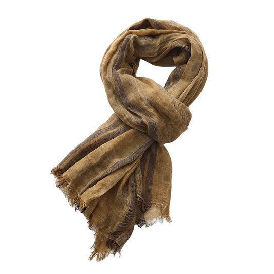 Men Urban Cotton Linen Striped Scarves - Craftklart.store