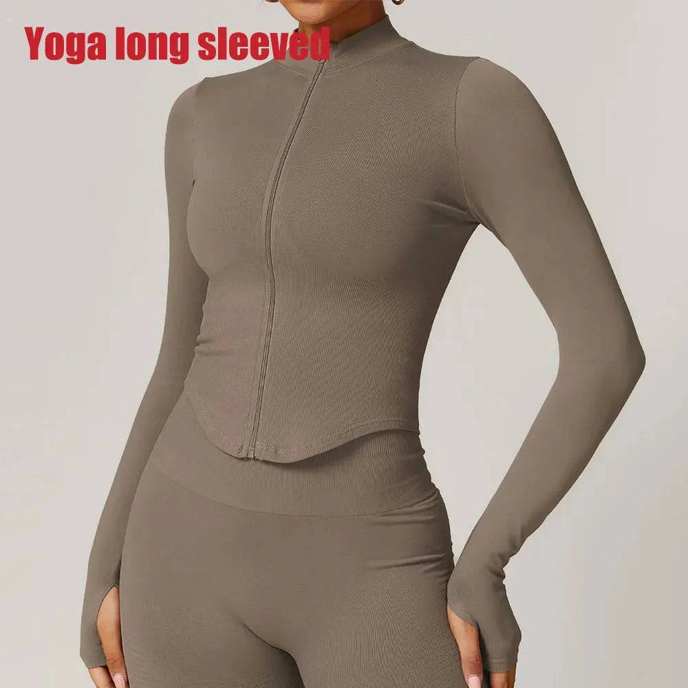 Women's Standing Collar Yoga Long Sleeved Sports Jacket | Minimalist Streetwear | Craftklart