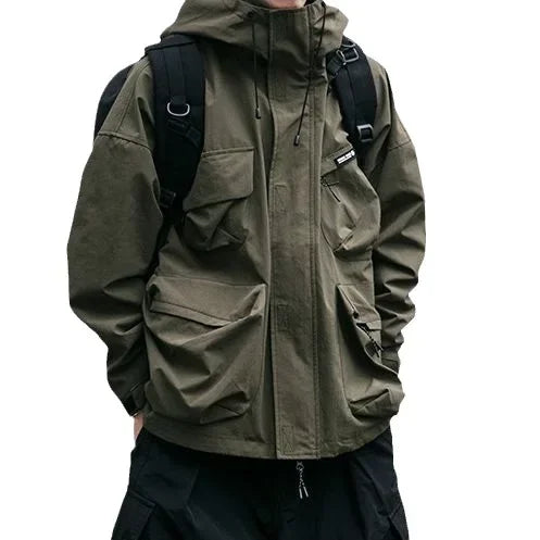 Men's Loose Fit Windproof Techwear Hooded Jacket - Premium from Craftklart.store - Just $38.08! Shop now at Craftklart.store
