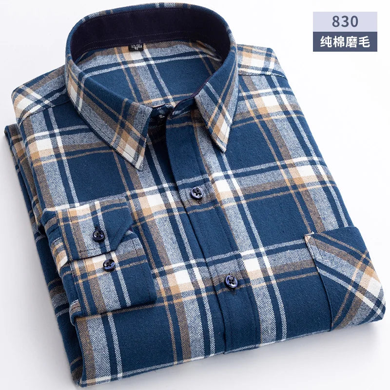 New Flannel Plaid Cotton Shirts For Man