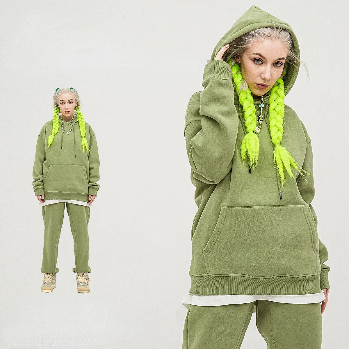 Sumuyoo Fashion Hoodies Set Women Sweatshirt Oversized Hoodies Female Warm Sporty Jacket Solid Color Plush Couple Pullovers - Premium from Craftklart.store - Just $34.69! Shop now at Craftklart.store