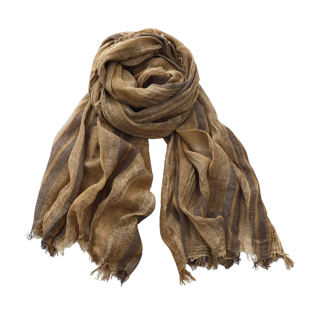 Men Urban Cotton Linen Striped Scarves - Craftklart.store