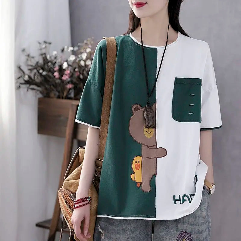 Women's Cotton Summer Round Neck T-Shirt - Premium T-Shirt from Craftklart Dropship - Just $18! Shop now at Craftklart.store