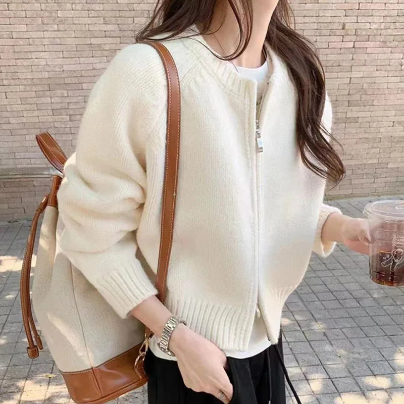 Women Urban Casual soft Zipper Cardigan