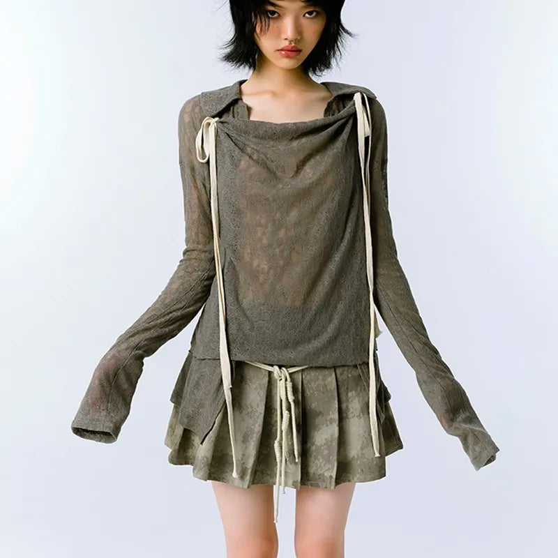 Korean Vintage Patchwork Bandage T-shirt - Premium Shirts & Tops from Craftklart Dropship - Just $18.36! Shop now at Craftklart.store