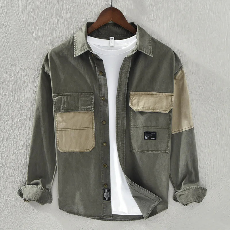 Contrast Color Patchwork Men's Cargo Shirt - Premium Shirt from Craftklart Dropship - Just $29.63! Shop now at Craftklart.store