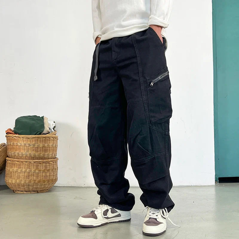 Men's Japanese Streetwear Cotton Twill Cargo Pants - Premium Cargo Pants from Craftklart Dropship - Just $45.45! Shop now at Craftklart.store