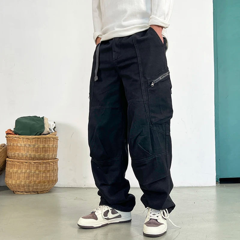 Men's Japanese Streetwear Cotton Twill Cargo Pants - Premium Cargo Pants from Craftklart Dropship - Just $45.45! Shop now at Craftklart.store