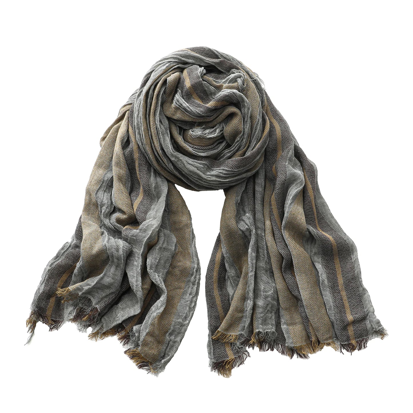Men Urban Cotton Linen Striped Scarves - Craftklart.store
