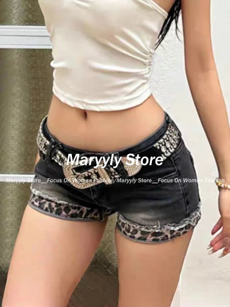 Women's Black Denim Shorts Vintage Low Waist - Premium Shorts from Craftklart Dropship - Just $18! Shop now at Craftklart.store