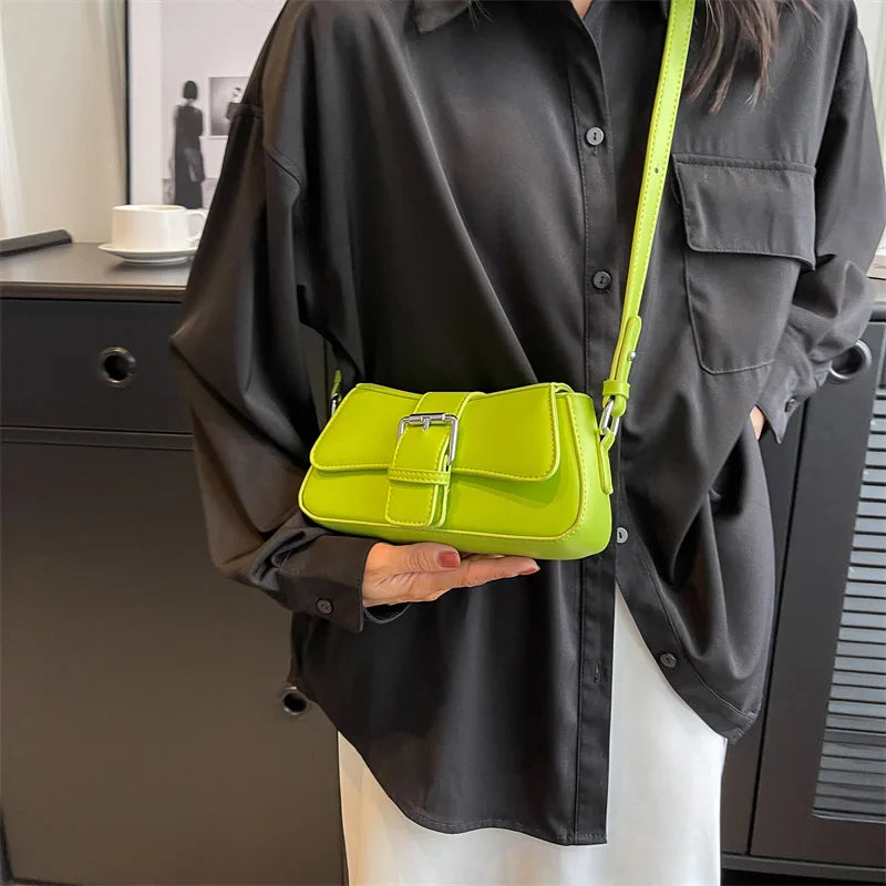 Solid color Leather Crossbody Bags For Women Luxury Brand Underarm Shoulder Bag Fashion Trend Women's Designer Handbag and Purse - Craftklart.store