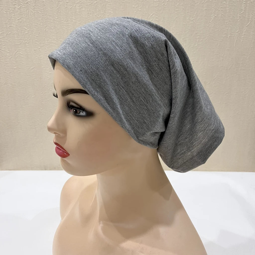 Traditional Ladies Pure Color Stretch Head Scarf Under Hijab Bonnet