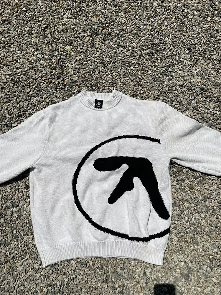 Men's Sweater Aphex Twin Knit Winter Oversized Long Sleeve Tops - Craftklart.store