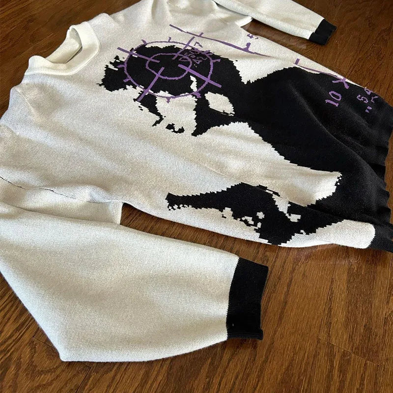Men's Y2k Knit Long Sleeve Sweater Pullovers