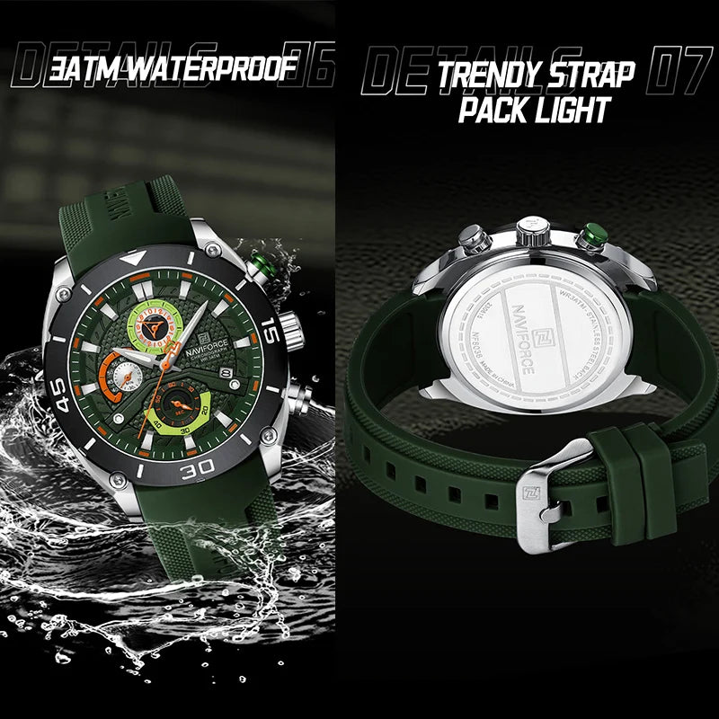 Waterproof Quartz Wristwatch Chronograph Military