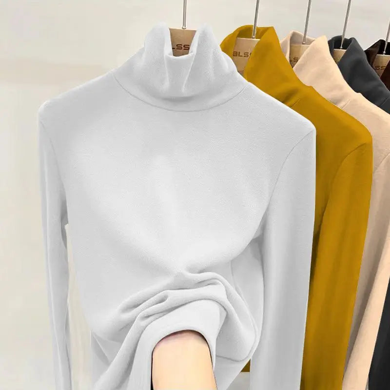 Solid Color Turtleneck Pullover
