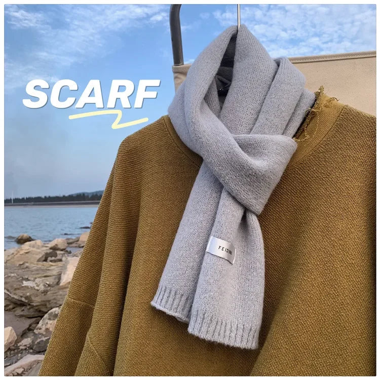 Men Knitted Wool Korean Urban Scarf