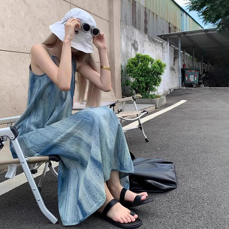 Women Loose Lazy Tie Dye Suspender Dress - Premium Dress from Craftklart Dropship - Just $8.99! Shop now at Craftklart.store