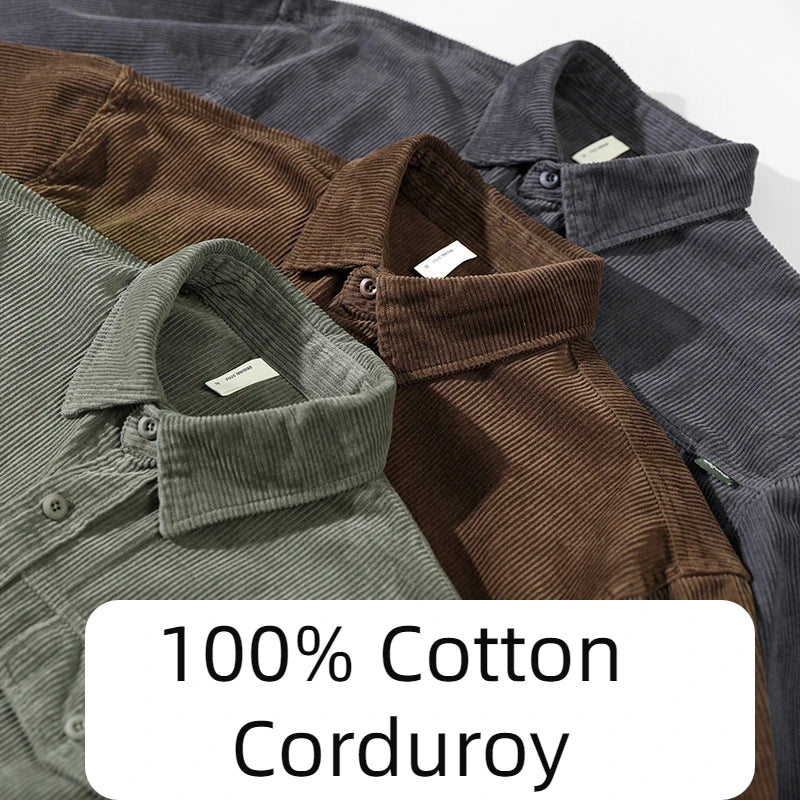 Men's Branded Corduroy Multi Pocket Comfort Cotton - Premium shirt from Craftklart.store - Just $41.26! Shop now at Craftklart.store