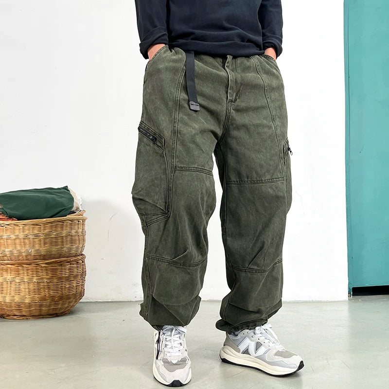 Men's Japanese Streetwear Cotton Twill Cargo Pants - Premium Cargo Pants from Craftklart Dropship - Just $45.45! Shop now at Craftklart.store