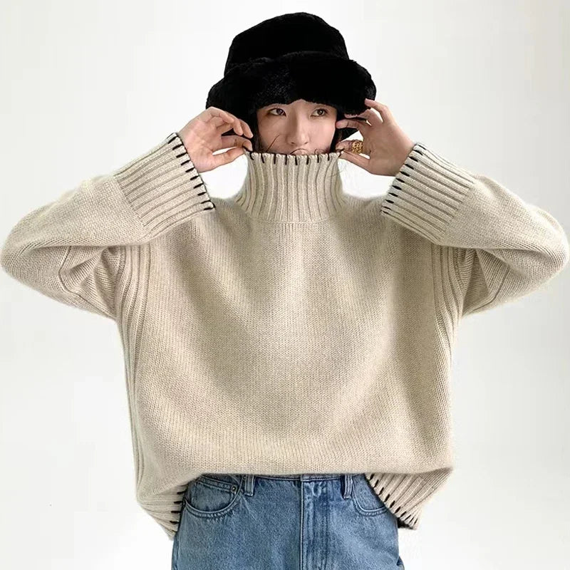 100% Pure Wool Cashmere Sweater Women's Turtleneck Pullover