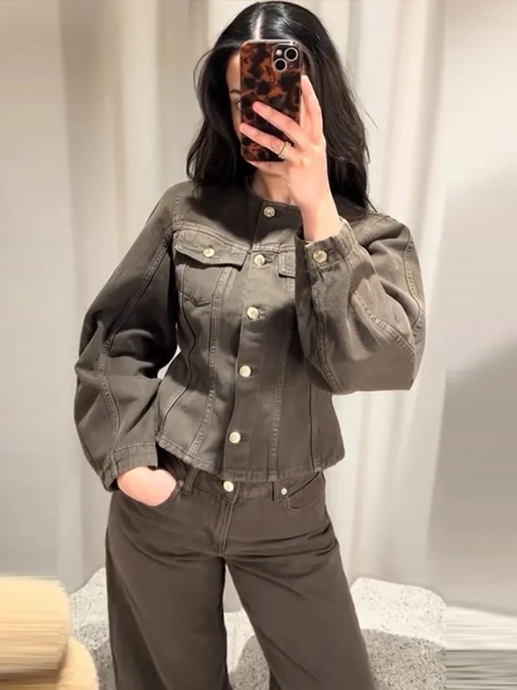 Urban Women Denim Jacket & Pants Set