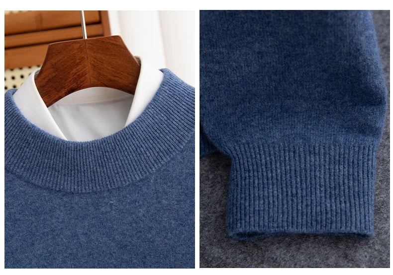 New Fashion Men's 100% Wool Pullover Half-high Collar Sweater - Craftklart.store