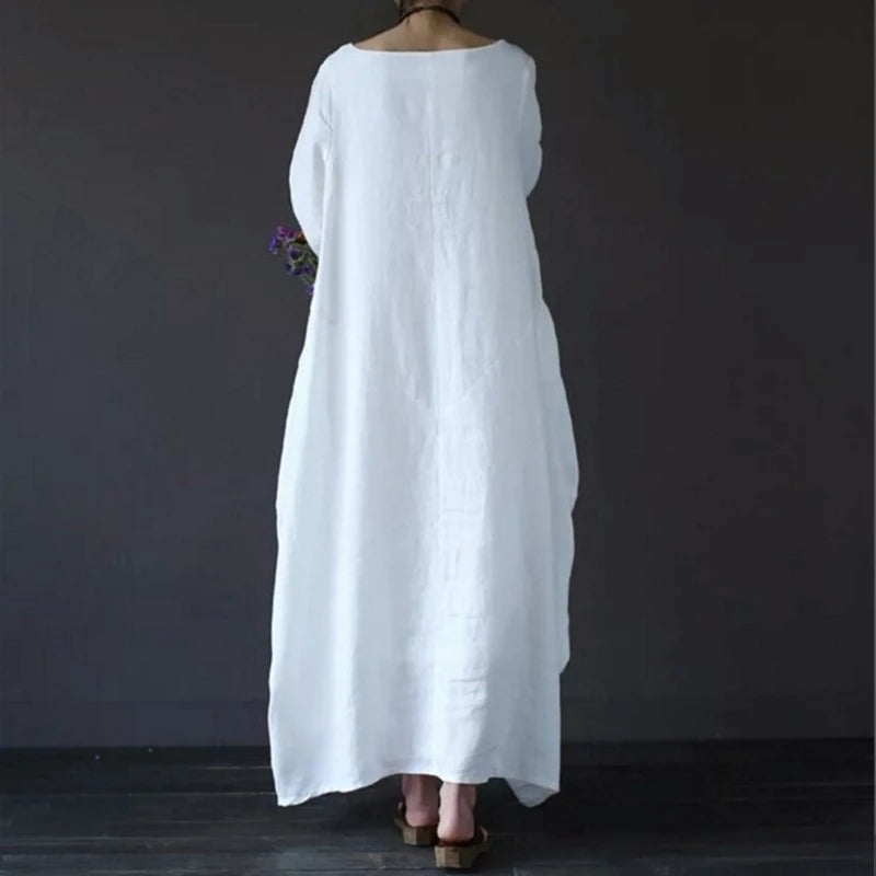Women's Long Sleeve Linen Oversized Maxi Dress