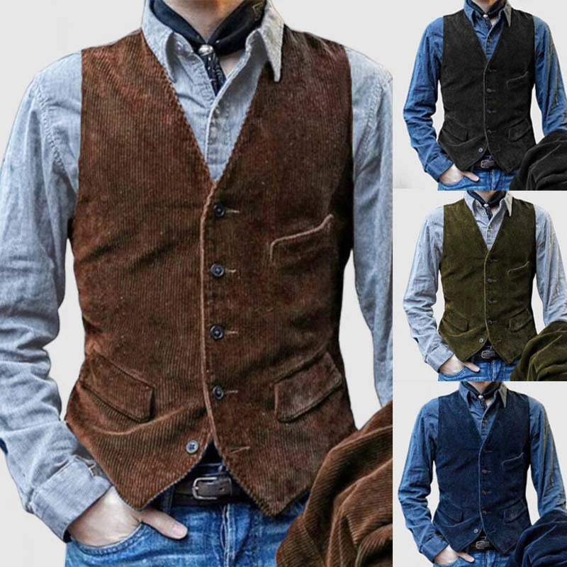 Vintage Corduroy Solid Color Waistcoat - Premium Jackets from Craftklart.store - Just $22.56! Shop now at Craftklart.store