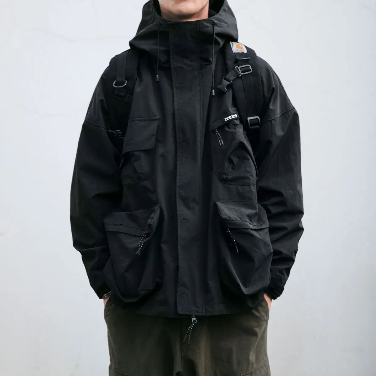 Men's Loose Fit Windproof Techwear Hooded Jacket - Premium from Craftklart.store - Just $38.08! Shop now at Craftklart.store