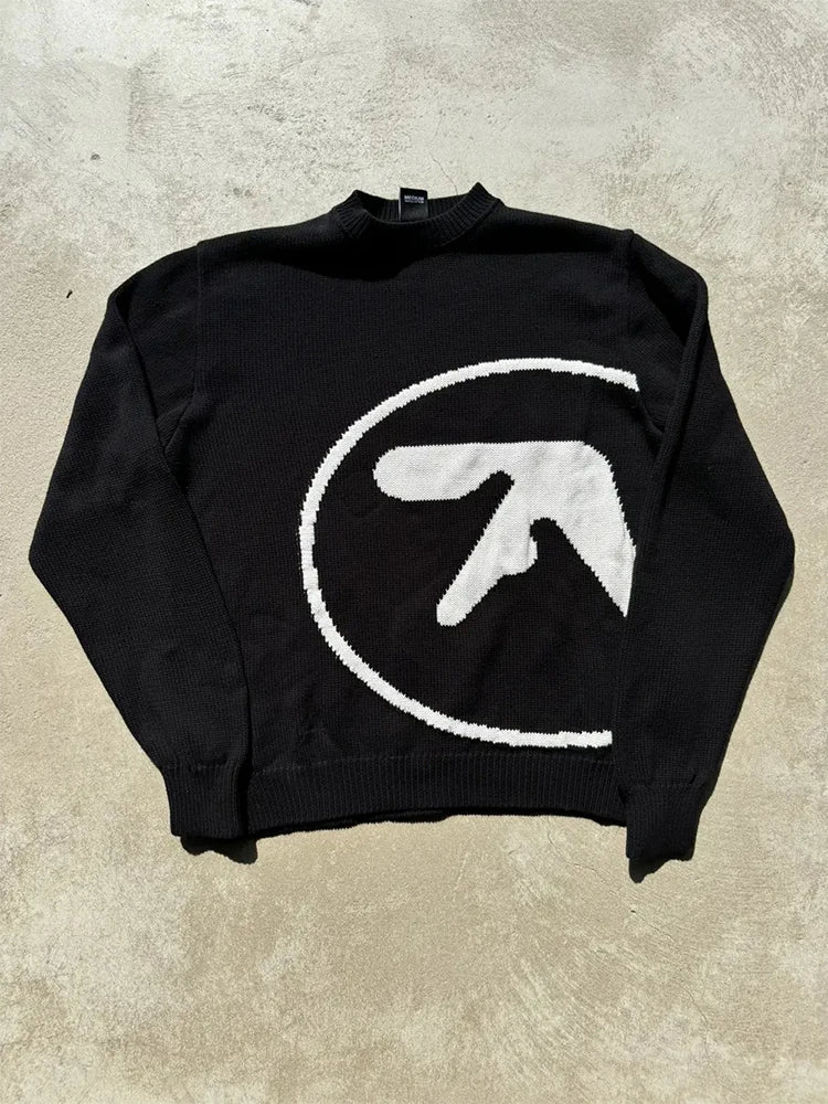 Men's Sweater Aphex Twin Knit Winter Oversized Long Sleeve Tops - Craftklart.store