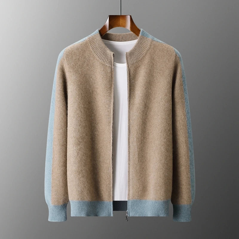 Men's Craftklart Dropship 100% Merino Wool knitted cardigan sweater, soft and warm, featuring a classic design and button closure.