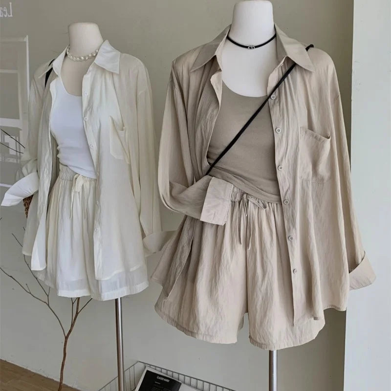 Women's Sun Protection Shirt with Stacked Short Suspender Vest Shorts Set - Premium Set from Craftklart Dropship - Just $12.19! Shop now at Craftklart.store