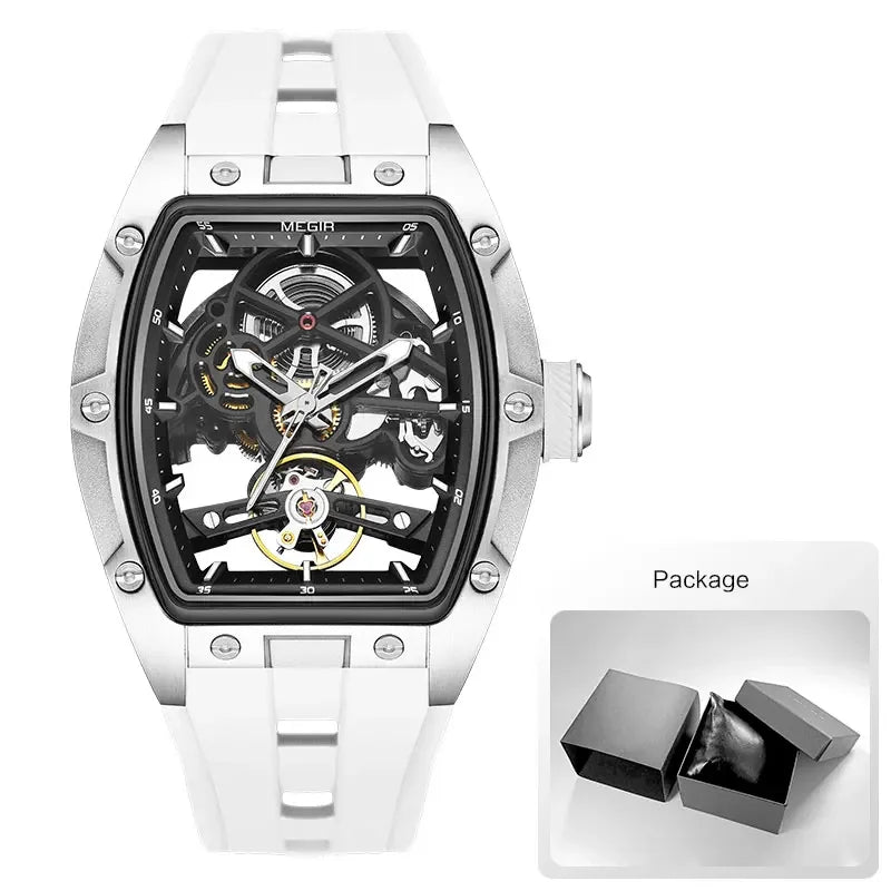 Men's Analog Automatic Wristwatch with White Silicone Strap - Premium Watches from Craftklart Dropship - Just $43.75! Shop now at Craftklart.store