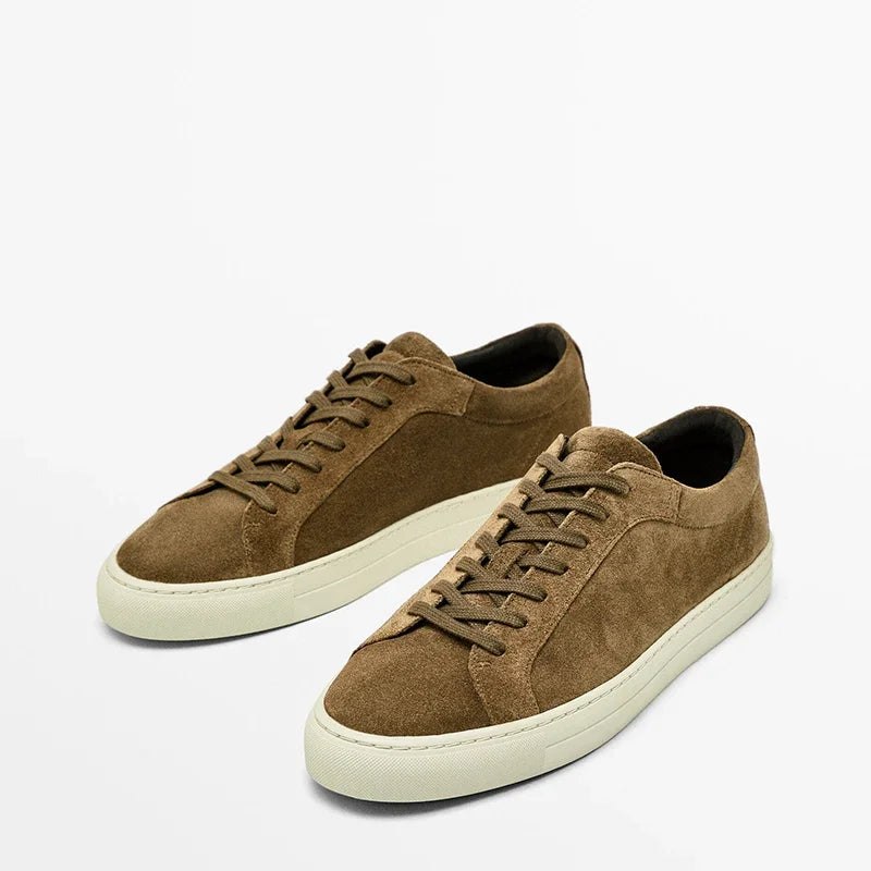 Men's Genuine Leather Round Head Lacing Flat Sneakers - Premium Sneakers from Craftklart Dropship - Just $83.20! Shop now at Craftklart.store