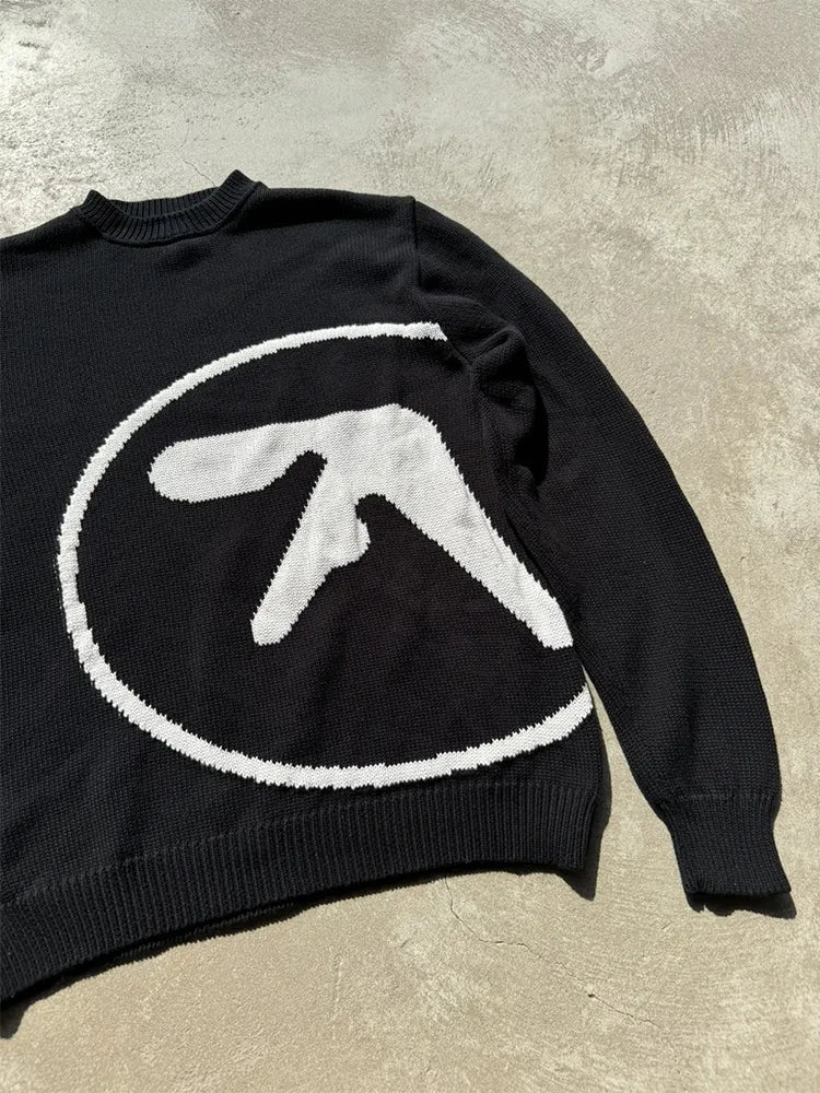 Men's Sweater Aphex Twin Knit Winter Oversized Long Sleeve Tops - Craftklart.store