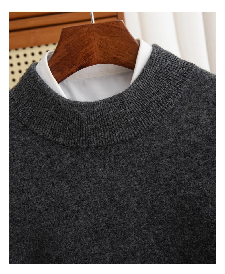 New Fashion Men's 100% Wool Pullover Half-high Collar Sweater - Craftklart.store