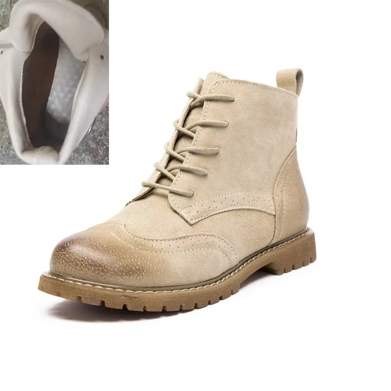 British Lace Up Urban Girl Women Ankle Boots