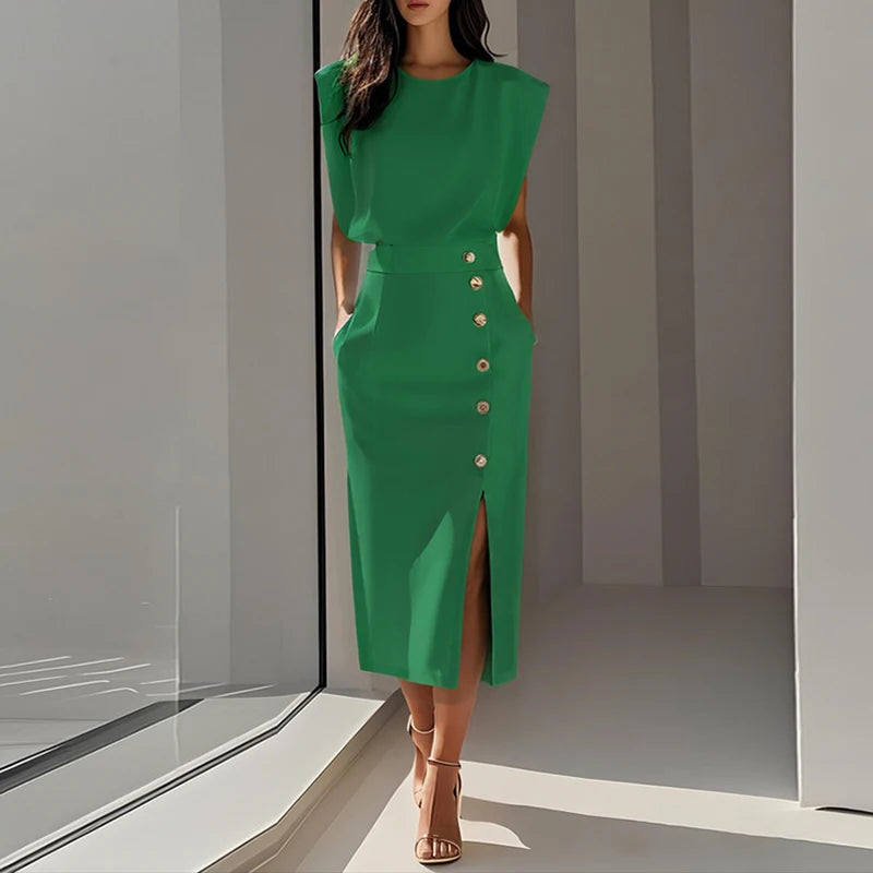 Summer Fashion O Neck Split Women Dress - Craftklart.store