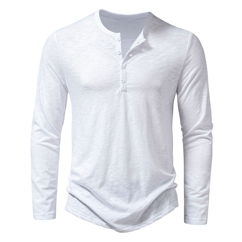New Men's Cotton Henley T Shirt Long Sleeve - Premium Longsleeve Top from Craftklart.store - Just $16.23! Shop now at Craftklart.store