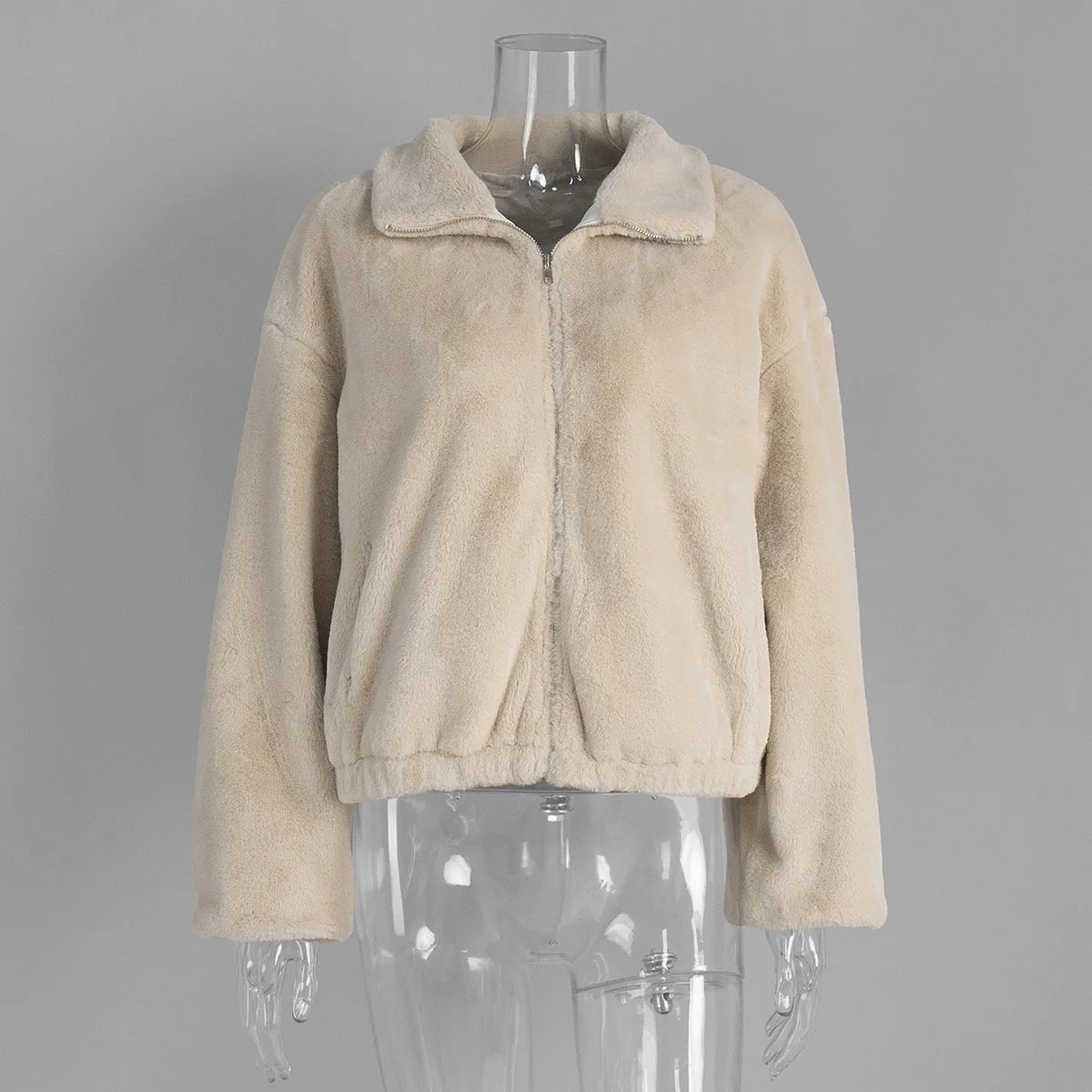 Urban Women Faux Fur Long Sleeve Zipper Jacket